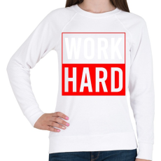 PRINTFASHION Work hard - Női pulóver - Fehér