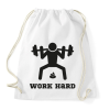 PRINTFASHION Work Hard - vicces póló edzéshez - Sportzsák, Tornazsák - Fehér