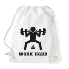 PRINTFASHION Work Hard - vicces póló edzéshez - Sportzsák, Tornazsák - Fehér tornazsák