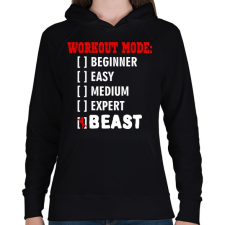PRINTFASHION Workout mode: BEAST - Női kapucnis pulóver - Fekete női pulóver, kardigán