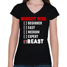 PRINTFASHION Workout mode: BEAST - Női V-nyakú póló - Fekete női póló