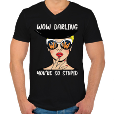 PRINTFASHION Wow Darling - Pop art - Férfi V-nyakú póló - Fekete