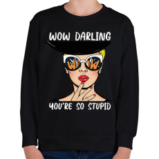 PRINTFASHION Wow Darling - Pop art - Gyerek pulóver - Fekete