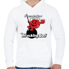 PRINTFASHION Wreckingball - Férfi kapucnis pulóver - Fehér