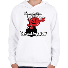PRINTFASHION Wreckingball - Gyerek kapucnis pulóver - Fehér
