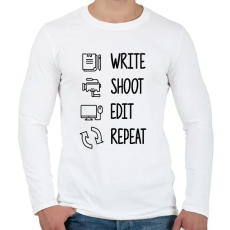 PRINTFASHION Write, shoot, edit, repeat - Férfi hosszú ujjú póló - Fehér
