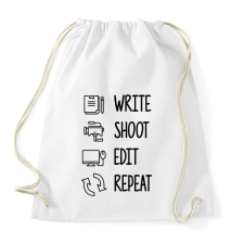 PRINTFASHION Write, shoot, edit, repeat - Sportzsák, Tornazsák - Fehér tornazsák