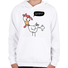 PRINTFASHION WTF chicken - Gyerek kapucnis pulóver - Fehér
