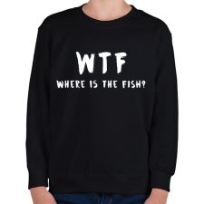PRINTFASHION WTF hol van a hal? - Gyerek pulóver - Fekete gyerek pulóver, kardigán