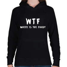 PRINTFASHION WTF hol van a kaja? - Női kapucnis pulóver - Fekete női pulóver, kardigán