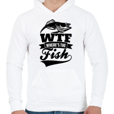 PRINTFASHION WTF horgász - Férfi kapucnis pulóver - Fehér férfi pulóver, kardigán