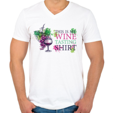 PRINTFASHION WWine tasting shirt - Férfi V-nyakú póló - Fehér