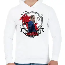 PRINTFASHION Xavier firka - Férfi kapucnis pulóver - Fehér férfi pulóver, kardigán