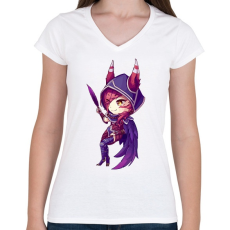 PRINTFASHION Xayah - Női V-nyakú póló - Fehér