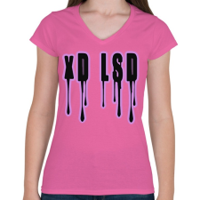 PRINTFASHION xD LSD - Női V-nyakú póló - Rózsaszín női póló