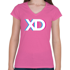 PRINTFASHION XD - Női V-nyakú póló - Rózsaszín női póló