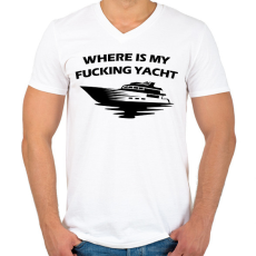 PRINTFASHION Yacht - Férfi V-nyakú póló - Fehér