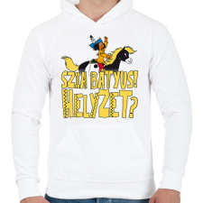 PRINTFASHION Yakari-Szia Bátyus! Helyzet? - Férfi kapucnis pulóver - Fehér férfi pulóver, kardigán