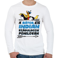 PRINTFASHION Yakari - Yakari a bátor kis indián - Férfi hosszú ujjú póló - Fehér