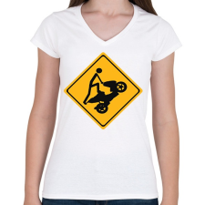 PRINTFASHION Yamaha Aerox Wheelie - Női V-nyakú póló - Fehér női póló