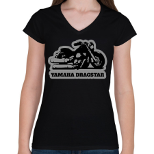 PRINTFASHION Yamaha Dragstar motor - Női V-nyakú póló - Fekete női póló