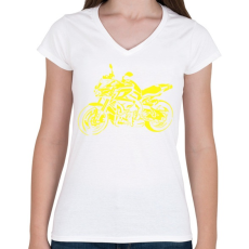 PRINTFASHION Yamaha mt - Női V-nyakú póló - Fehér