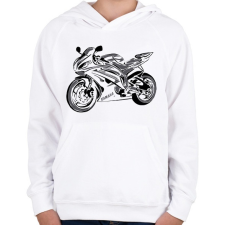 PRINTFASHION yamaha r62 - Gyerek kapucnis pulóver - Fehér gyerek pulóver, kardigán