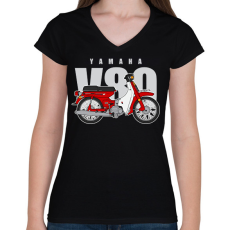 PRINTFASHION Yamaha V80 - Női V-nyakú póló - Fekete