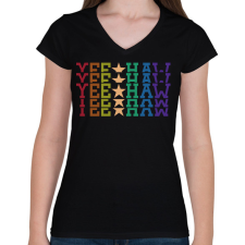 PRINTFASHION Yeehaw - Vadnyugat - Női V-nyakú póló - Fekete női póló