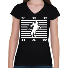PRINTFASHION Yeehaw - Western - Női V-nyakú póló - Fekete