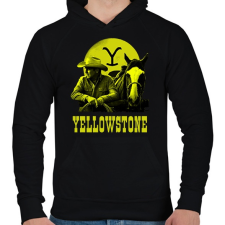 PRINTFASHION yellowstone - Férfi kapucnis pulóver - Fekete férfi pulóver, kardigán