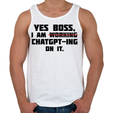 PRINTFASHION Yes boss - Férfi atléta - Fehér