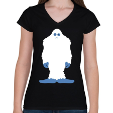 PRINTFASHION Yeti - Női V-nyakú póló - Fekete női póló