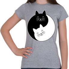 PRINTFASHION Yin-Yang macskák - Női póló - Sport szürke
