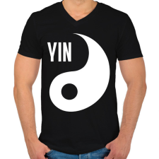 PRINTFASHION Yin Yang - Yin - Férfi V-nyakú póló - Fekete férfi póló