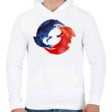 PRINTFASHION Ying Yang - Férfi kapucnis pulóver - Fehér