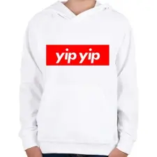 PRINTFASHION Yip yip - Gyerek kapucnis pulóver - Fehér gyerek pulóver, kardigán