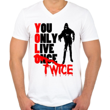 PRINTFASHION YOLO - Férfi V-nyakú póló - Fehér férfi póló