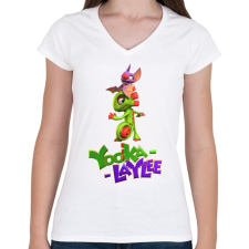 PRINTFASHION Yooka Laylee - Női V-nyakú póló - Fehér női póló