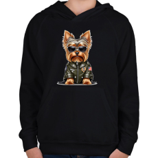 PRINTFASHION yorkie - Gyerek kapucnis pulóver - Fekete