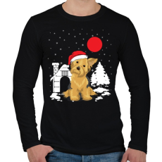 PRINTFASHION Yorkie karácsony - Férfi hosszú ujjú póló - Fekete