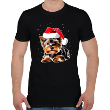 PRINTFASHION Yorkie kutyus a hóban - Férfi póló - Fekete férfi póló