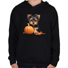 PRINTFASHION yorkie kutyus tökkel #2 - Gyerek kapucnis pulóver - Fekete gyerek pulóver, kardigán