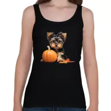 PRINTFASHION yorkie kutyus tökkel #2 - Női atléta - Fekete női trikó