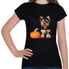 PRINTFASHION yorkie kutyus tökkel - Női póló - Fekete női póló