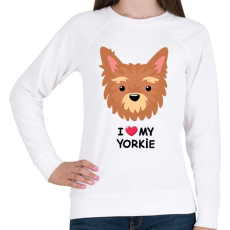 PRINTFASHION Yorkie love - Női pulóver - Fehér