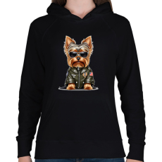 PRINTFASHION yorkie - Női kapucnis pulóver - Fekete