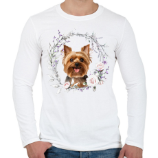 PRINTFASHION yorkie virágokkal - Férfi hosszú ujjú póló - Fehér