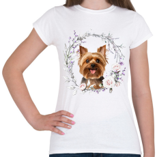 PRINTFASHION yorkie virágokkal - Női póló - Fehér