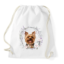 PRINTFASHION yorkie virágokkal - Sportzsák, Tornazsák - Fehér tornazsák